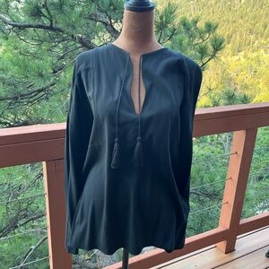 Vince Black Tassel Blouse